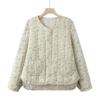 Winter Outer Wear Small Cotton-padded Jacket with Floral Lining for Women, Warm Cotton-padded Tops