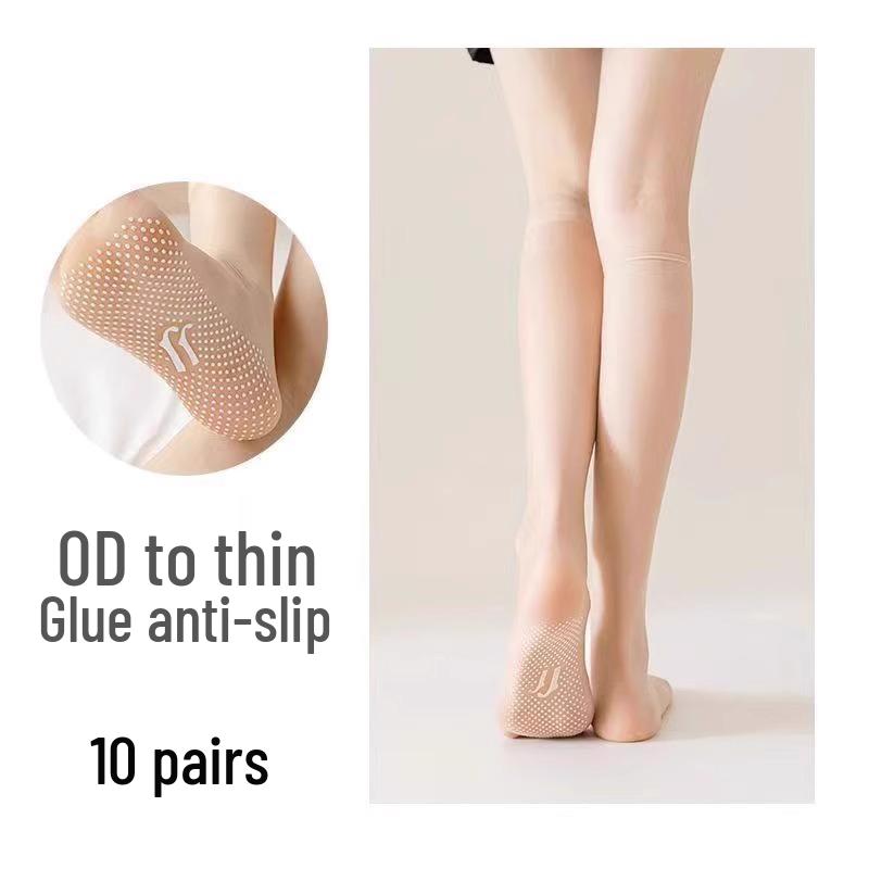 Damen Mittelwaden Atmungsaktiv Rutschfest Abriebfest Nude Kristall Socken