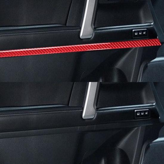 Set Glossy Red Carbon Fiber Car Inner Door Strip Sticker For 4Runner 2010-