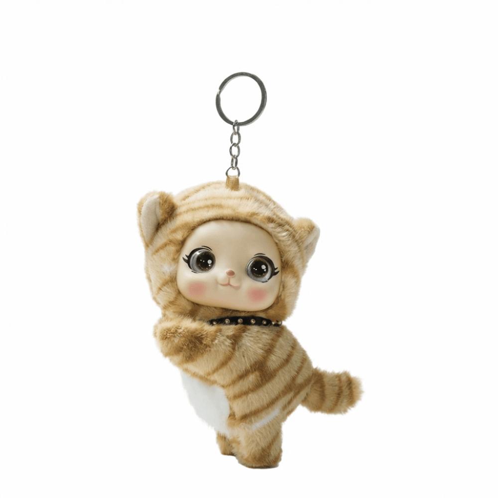 Prone Position Plush Key Ring Vinyl Face Plush Toy Accompanying Toy Cat plush toy  Couple Gifts Tiger