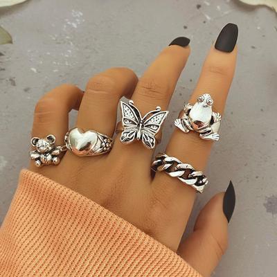 2024 Love Accessories Butterfly Ring Set Bear Frog Ring