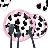 Pink Black Cow Birthday Party Tableware Disposable Paper Plate Paper Cup Paper Towel Children'S Birthday Party Supplies
