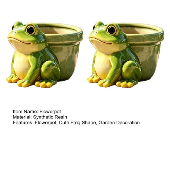 Frog Flowerpot, Decorative Resin Frog Planter, Fade-Resistant Herb Pot Garden Accent, for Home Decoration