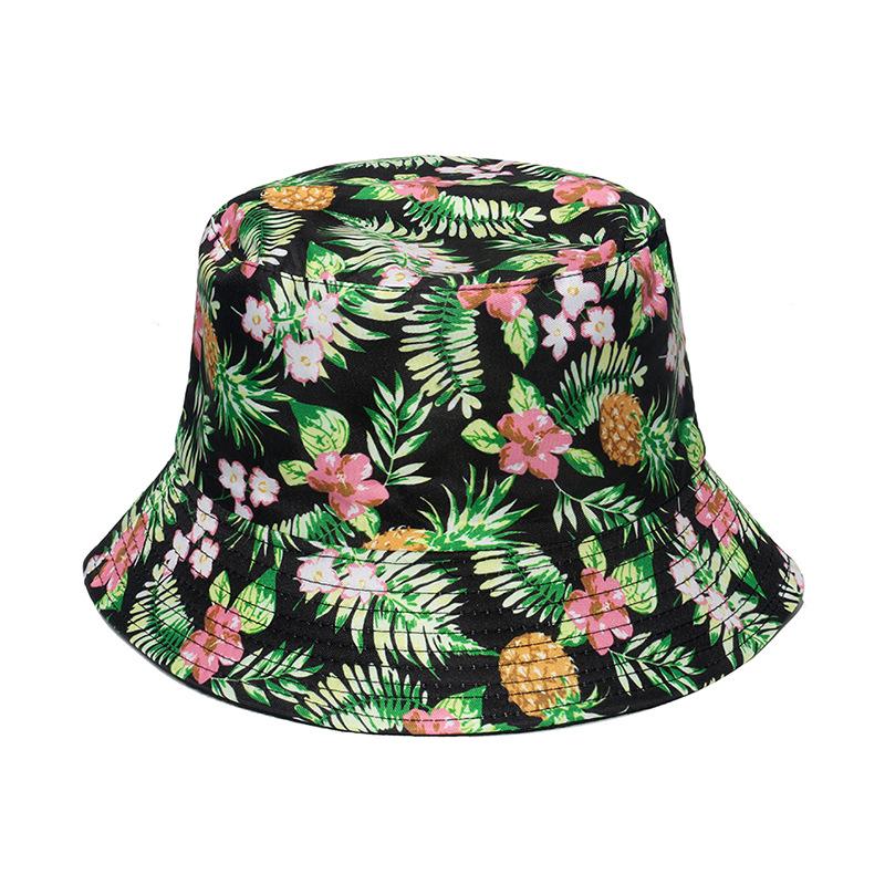 Unisex Vegetables Fruits Print Bucket Hats For Women Girls Summer Double-Sided Foldable Panama Sun Hat Fruit Bob Fisherman Caps