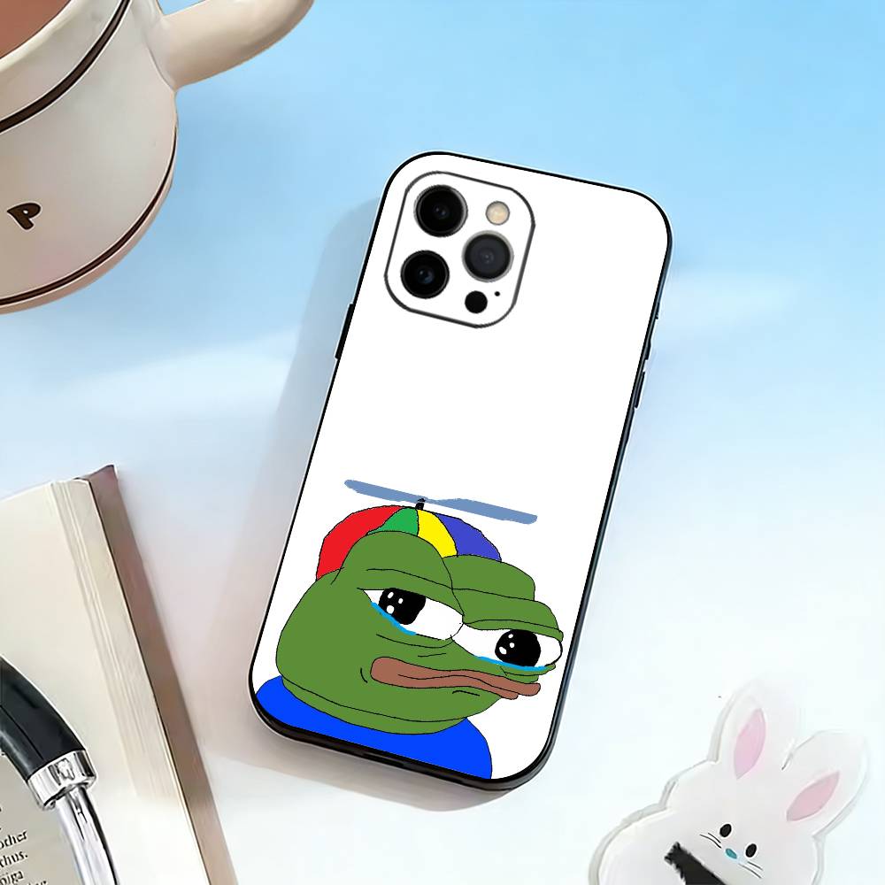 Funny Sad Frog Pepe M-meme Phone Case For iPhone 17, 16,15,14,13,12,11 Plus,Pro Max, Others Soft Black Cover