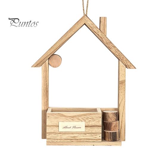 Rustic Home Wall Decoration Wooden Planter, Creative Hanging Flower Pot Basket for Indoor Plants Natural Wood Faux Flowers, Decor Living Room Balcony