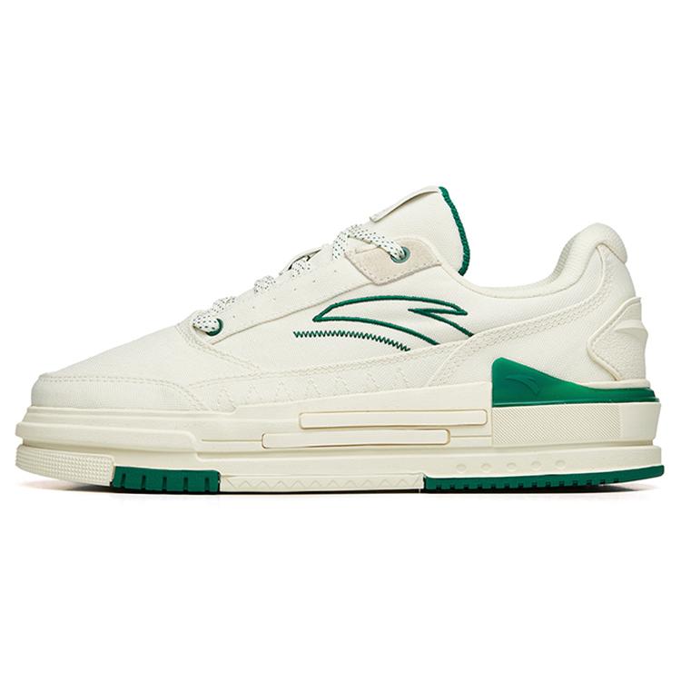 New Anta Bump Wear-Resistant Slip-Resistant Low-Top Skateboard Shoes Men's White Green 912218065-4
