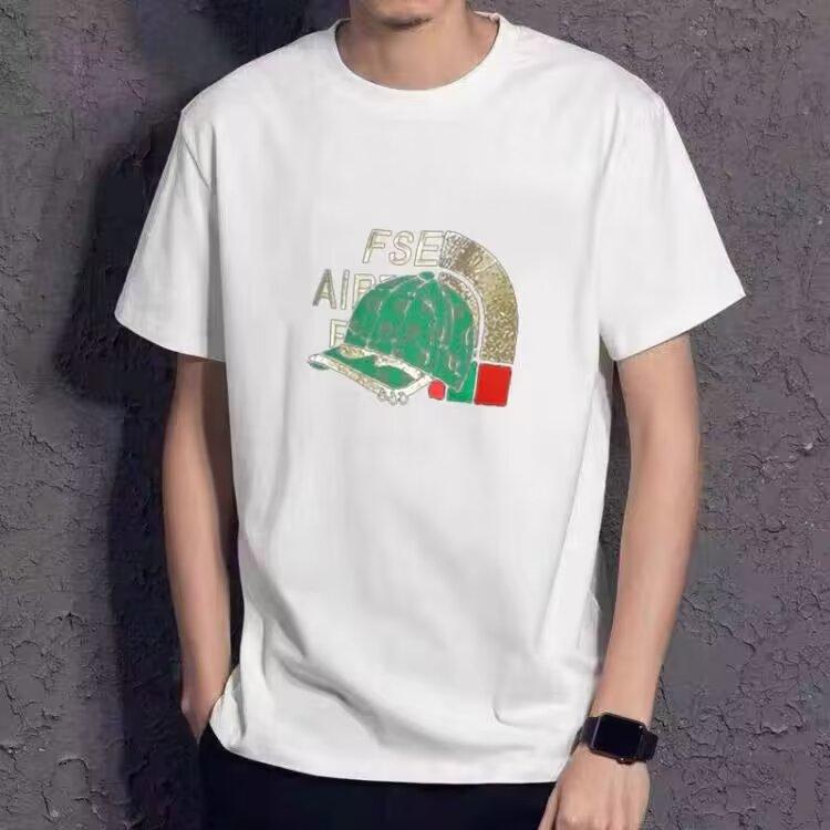 Summer new cotton round neck short sleeve T-shirt men's fashion ins tide hat printing men's T-shirt