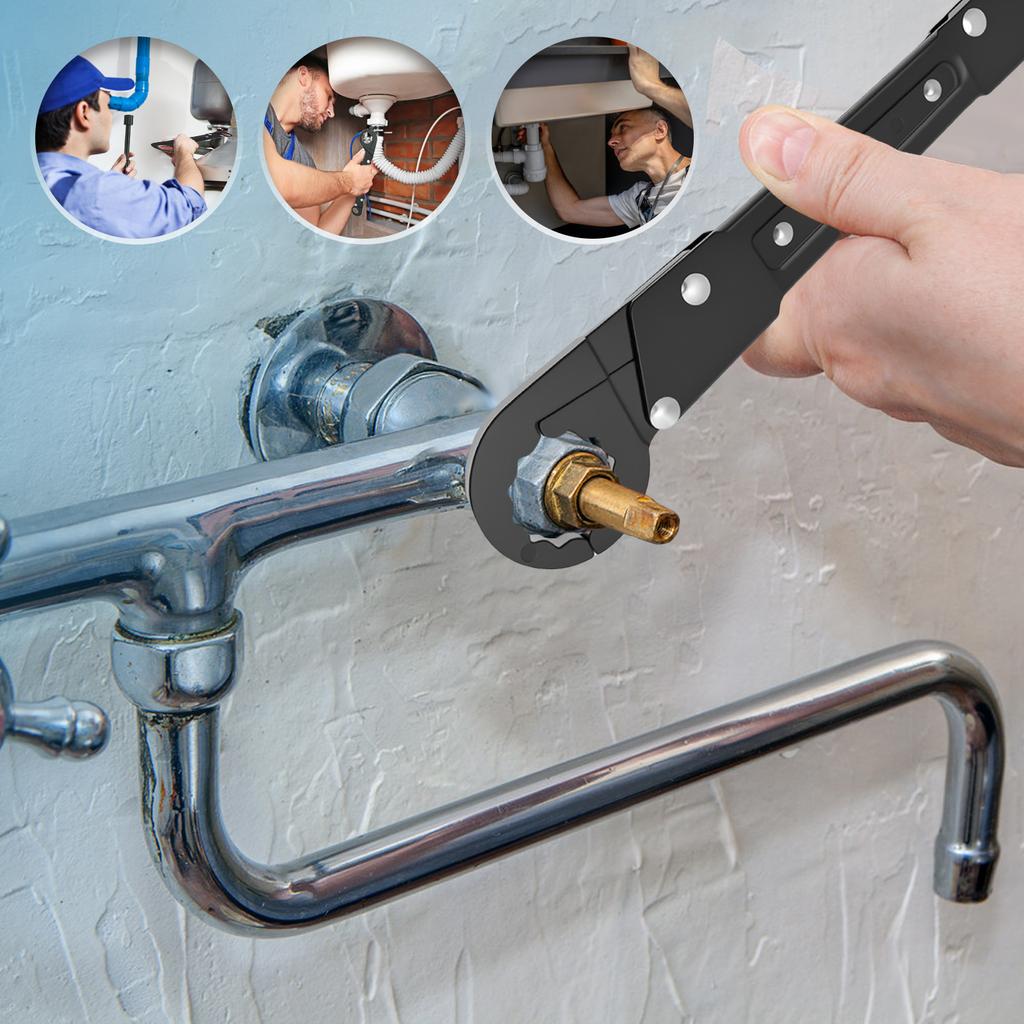 Carbon Steel Plumber Wrench Universal Adjustable Wrench Tool Set Multifunctional Large Opening Double-Ended Pipe Live Mouth Plie