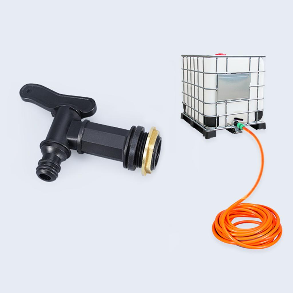 3/4" Water Butt Tap Plastic Snap Fit Hosepipe Rain Barrel Water Butts Thread Replacement Water Tap with Brass Nut