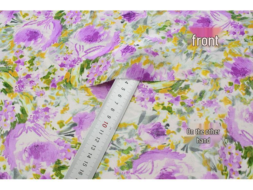 Tessuto Chiffon Crepe di Seta Francese Viola Romantico - Morbido, Non Trasparente, Stampa Primavera & Estate