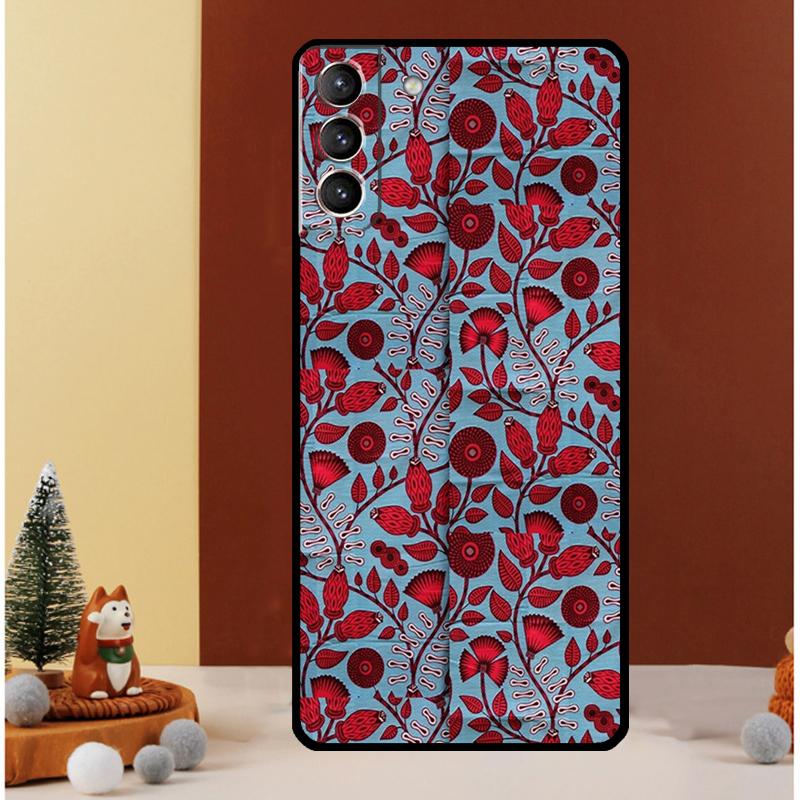 African Wax Pattern Fabric Case For Samsung Galaxy S22 S23 S24 Ultra Note 20 10 Plus S8 S9 S10 S20 FE S21 FE Cover