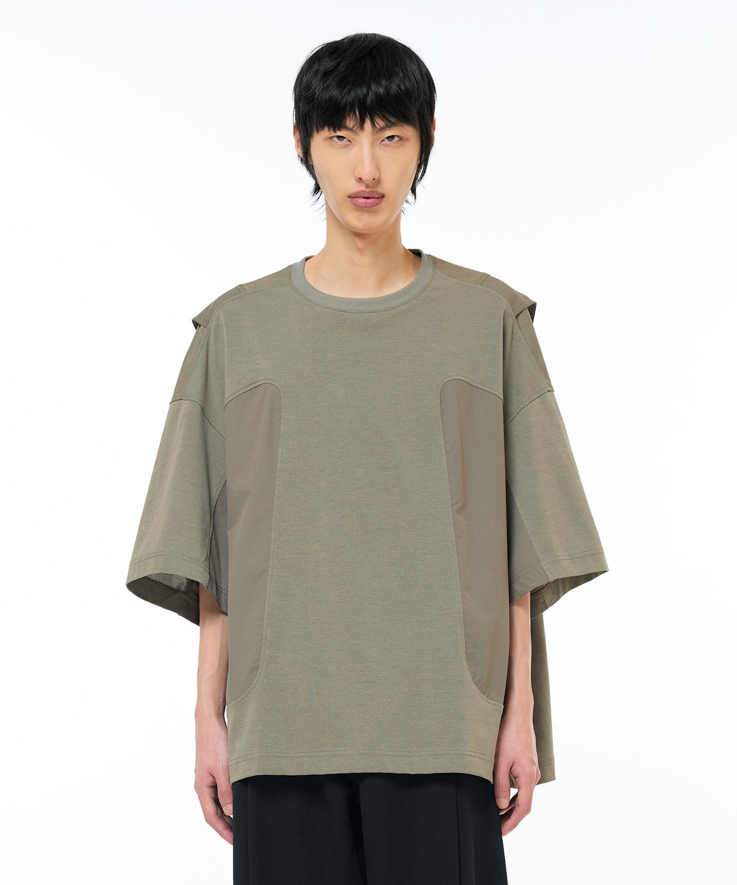 Zensai Dimensional Woven Mix T-Shirt Khaki/S