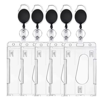 1/5Pcs Badge Reel Clip Credit Card Cover Bus Card Cover Case Retractable Badge Holder Badge Clip Heavy Duty ID Holder NEW