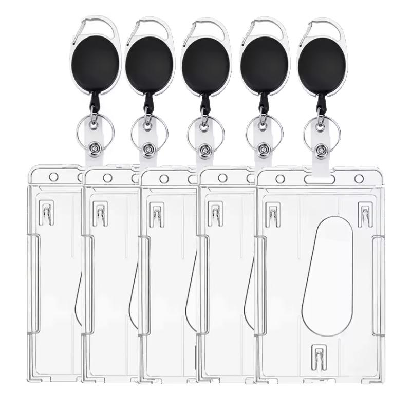 1/5Pcs Badge Reel Clip Credit Card Cover Bus Card Cover Case Retractable Badge Holder Badge Clip Heavy Duty ID Holder NEW