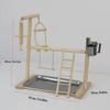 Solid Wood Parrot Playground: Bird Stand with Stainless Steel Food Box, Stick, and Ladder