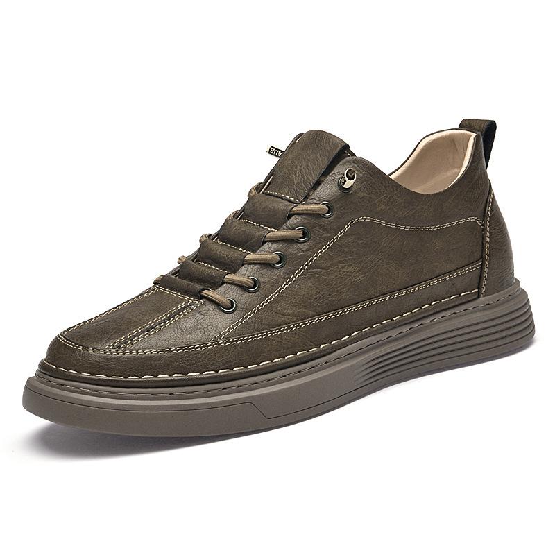 Autumn Platform High-top Shoes Men's Retro Casual Invisible Inner Height-increasing Men's Shoes 6cm Trend Mid-top Board Shoes Men's