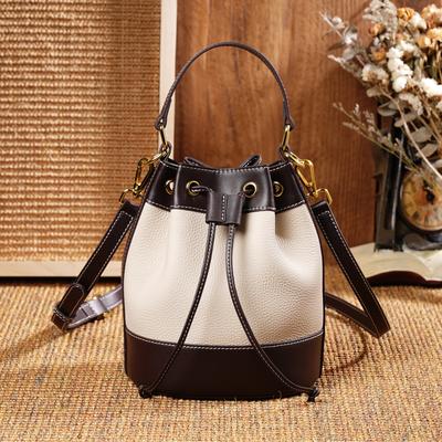Spring and Summer New 2025 First-layer Cowhide Fashion Casual Versatile Retro Shoulder Bag Messenger Bag Handbag Bucket Bag