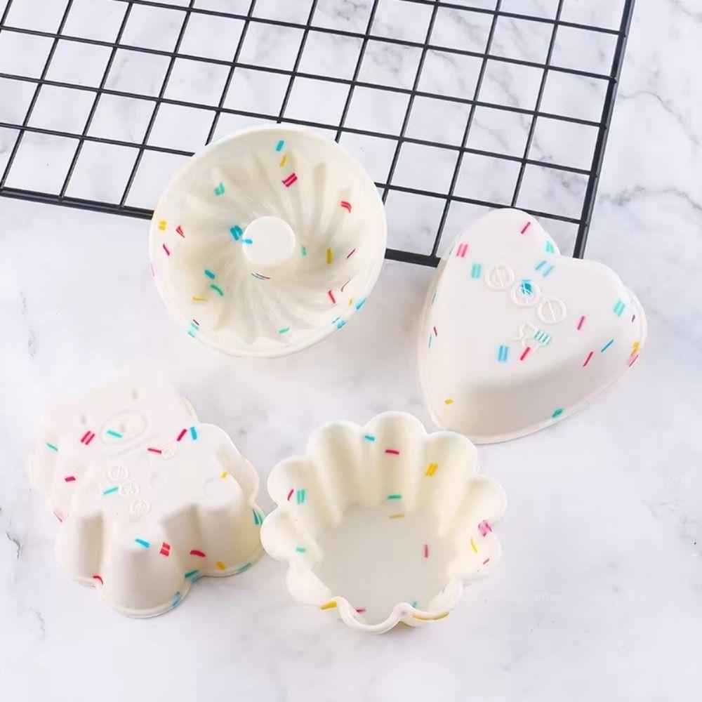 4Pcs DIY Muffin Cake Mold Soft Baking Mold Creativity Silicone Cake Cups Chocolate Pudding Candies