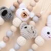 Baby Anti Drip Silicone Bead Chain Care Handmade Wood Teether Nipple Chain  Teether Chain  Clip Teething Chew Toys