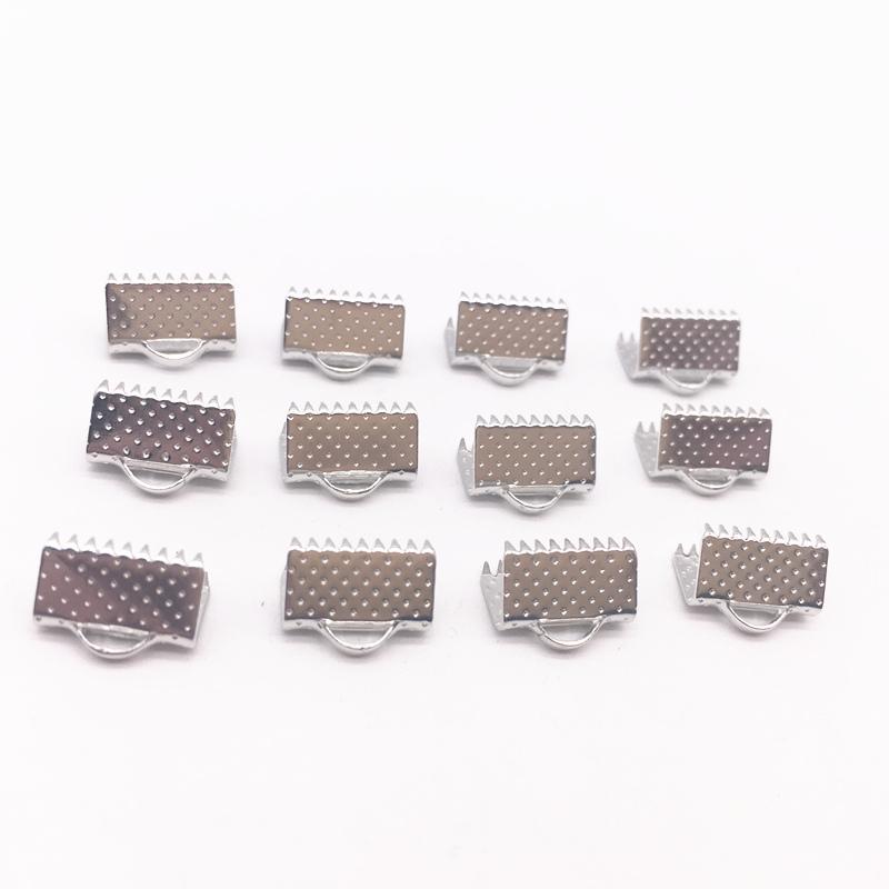 50pcs 10mm Metal Crimp End Fold Over Clasps Cord End Clips KC Gold /dull Silver/Bronze/silver/GunBlack Plated DIY Jewelry Making