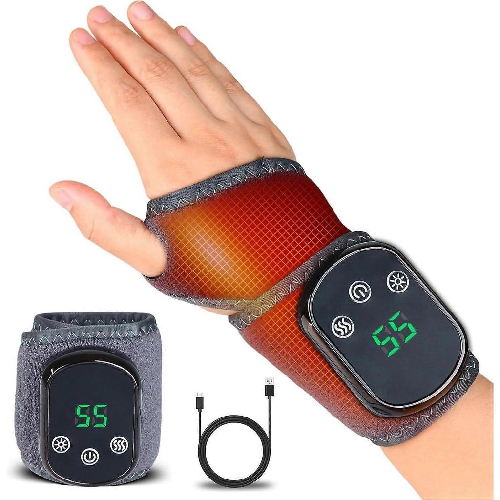 Wireless Wrist Heating Pad with 5 Heat Levels and 3 Vibration Modes, Rechargeable Heating Pad for Work, Travel and Exercise, Fits Left and