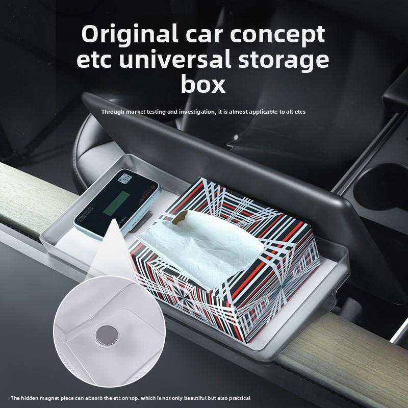 Car Sticker For Tesla 3 Y Juniper Highland 2025 2026 ETC Card Storage Box Ice Crystal Transparent Box Wholesale Car Accessories