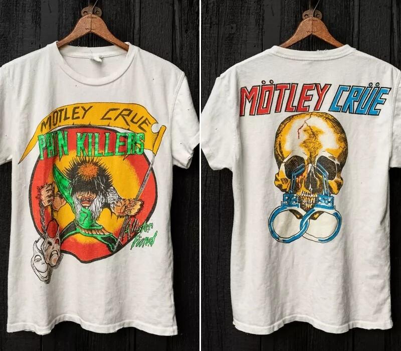 

Motley Crüe Pain Killers 2 Side 90s White Unisex Reprint T shirt Unisex S-5XL Unisex T-Shirt M