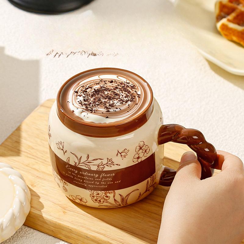 French Retro Ceramic Cup Office Water Cup High Value Mug Home Dormitory Coffee Cup Couple Cup Men