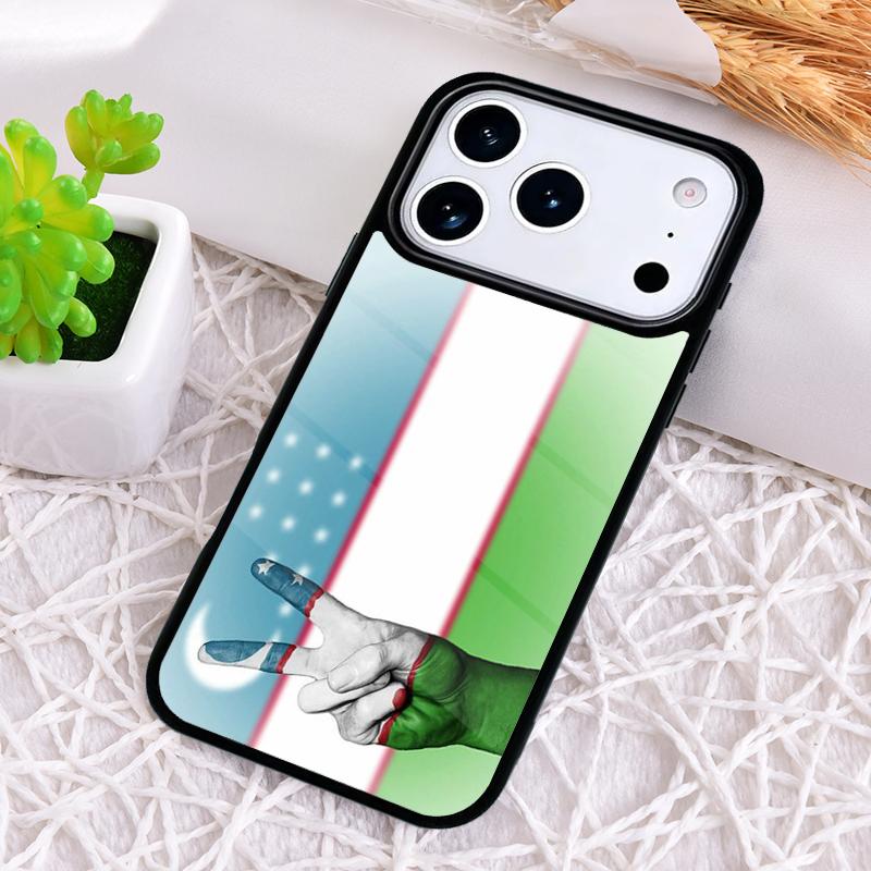 Uzbekistan Flag Coat Of Arms Shockproof Phone Case for iPhone 17 Air 16e 15 11 12 14 13 Pro Max Cover Coque