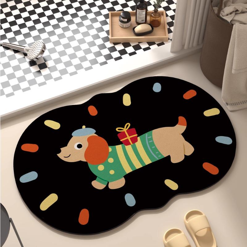 Cartoon Bathroom Bathroom Floor Mat Diatom Mud Quick-Drying Water Absorption Door Carpet Household Toilet Non-Slip Foot Mat