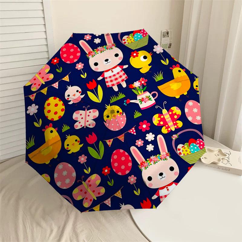 

1PC Easter Bunny Eggs Umbrella-8-Rib Reinforced, Automatic Open, Lightweight & Durable, Cute Fashion Accessory for Outdoor-Y0389