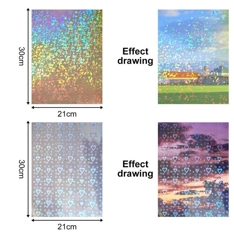 2025 Trend 18 Piece Holographic Stickers Self-Adhesive Transparent Film A4 Waterproof Sticker Covering Film Suitable For Windows