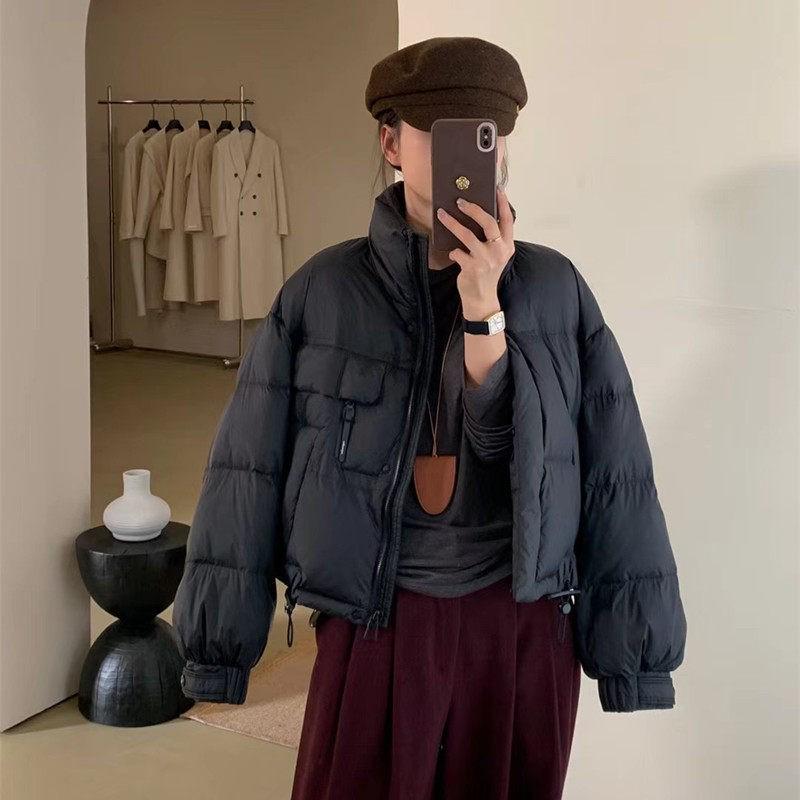 Women's 2025 Korean Style Stand Collar Thick Puffer Jacket - Petite & Stylish