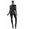 Womens Latex Catsuit Sexy Patent Leather Bodysuit Shiny Onepiece Jumpsuit