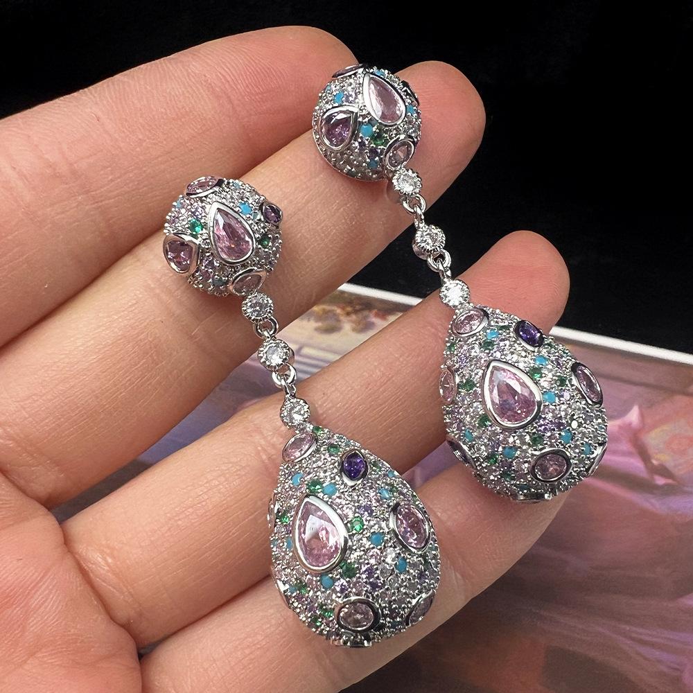 

Высококачественные серьги-шарики Слезы Русалки , Закат , Капля Воды , Алмазный Шар , Хрустальные серьги, Серьги-капли Фея , Циркониевые серьги. серебряный