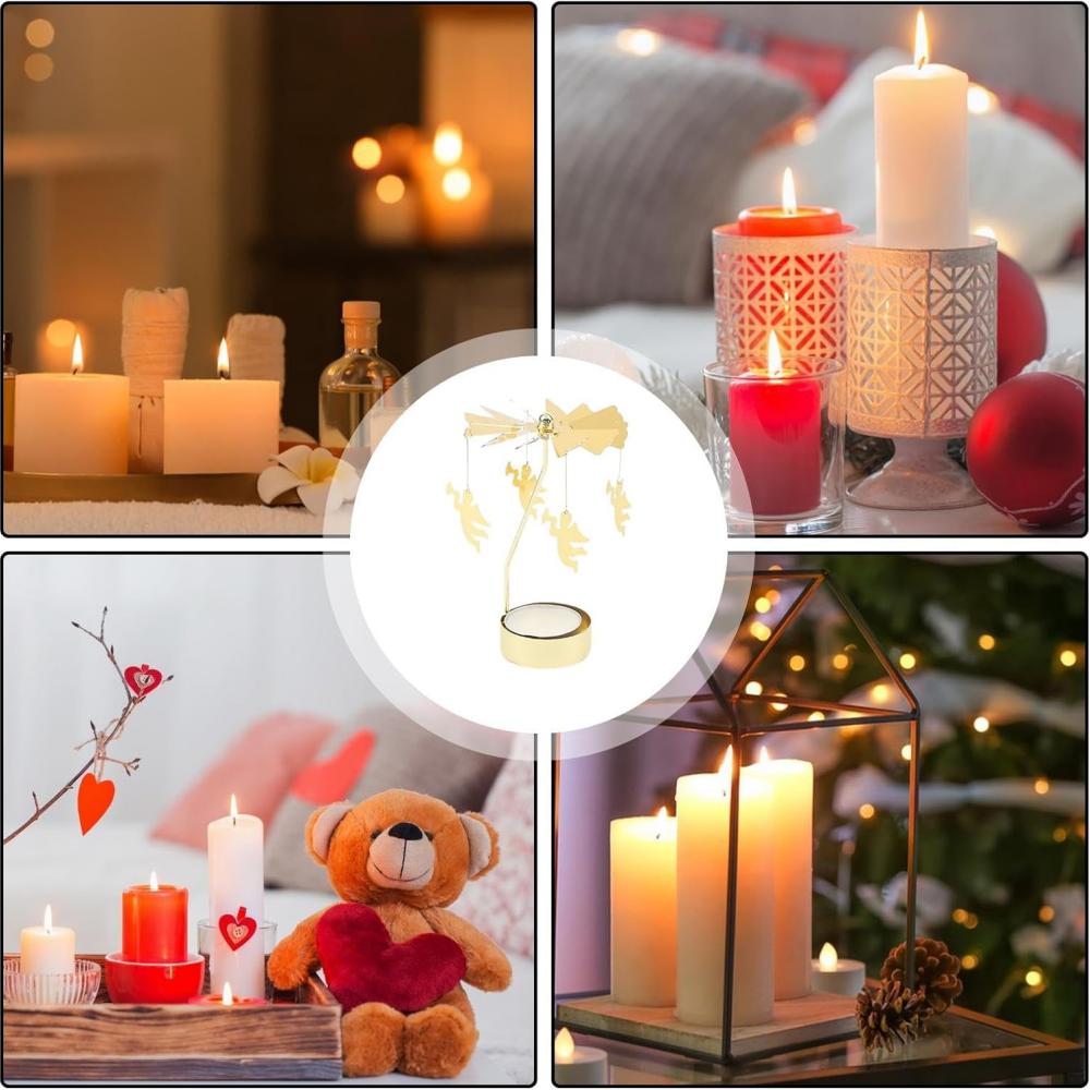 Weihnachten goldener Kerzenständer Metall Teelichthalter: Weihnachtsbaum Teelicht Rotierender Eisen Duftkerzenhalter Rotierende Kerze