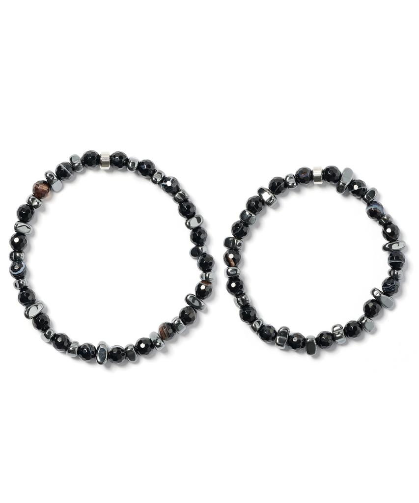 Jbans Classic Asymmetrical Seahorse Chip Mix Cut Black Agate Bracelet (C2503Ac1347_Bk)