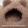 Cozy Burrow Bed for Small Dogs Plush Cat Cave Bed, Warm Enclosed Hideaway, Fluffy Snuggle Sack Pets Tent Indoor Cats Removable Inner Pad Pet House