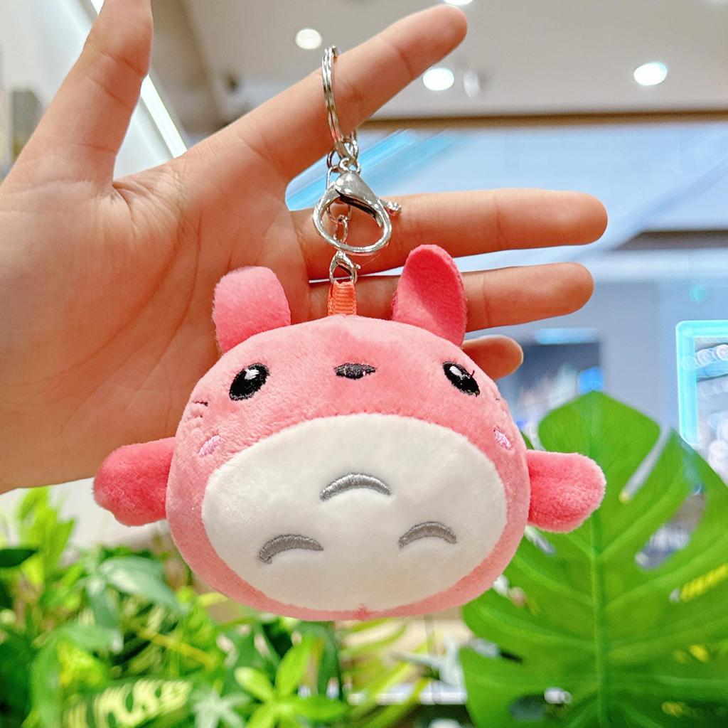 Japanese Style Cute Totoro Plush Keychain - Cartoon Stuffed Doll Pendant Keyring