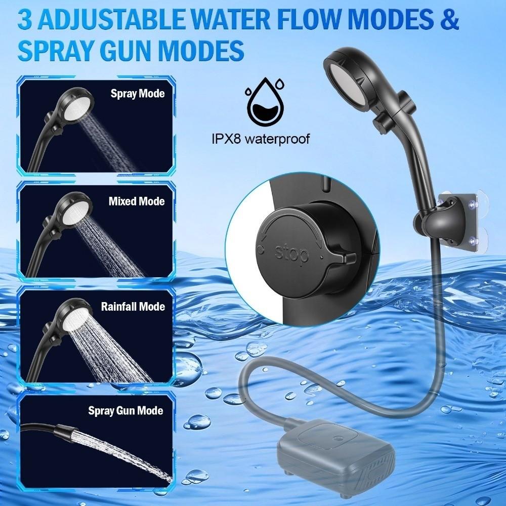 Pompa Doccia Elettrica Ricaricabile Impermeabile Kit Soffione Doccia da Esterno Doccia da Campeggio Lavaggio Auto