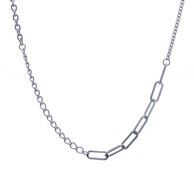 

Titanium steel splicing necklace earth cool dancing hip hop accessories tide ins cold trend versatile sweater chain neck chain jewelry