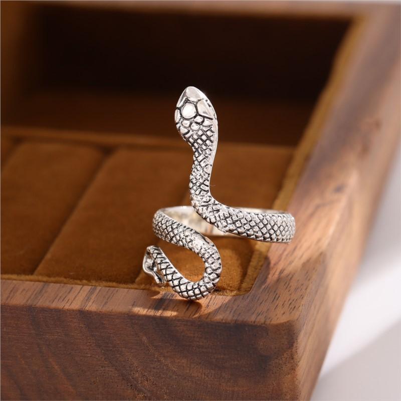 Vintage Thai Silver Snake Rings for Women Niche Trendy Winding Snake Party Jewelry Friends Gifts