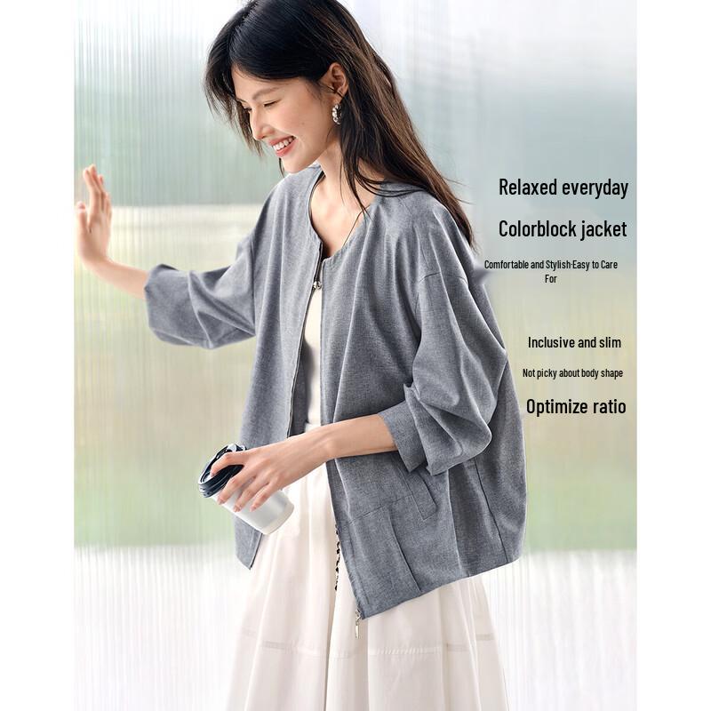 

XWI Women s Petite Pleated Collarless Jacket XL