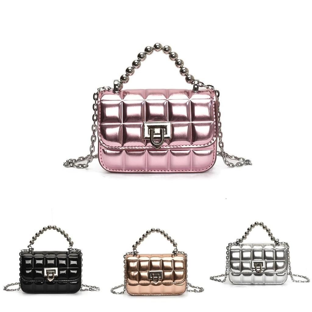 Pu Square Kids Bag With Wearresistant Material Chain Crossbody Bag  Daily For