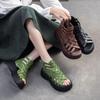 Thick Soled Hollow-out Sandals Genuine Leather Woven Peep Toe Comfortable Women's Platform Shoes