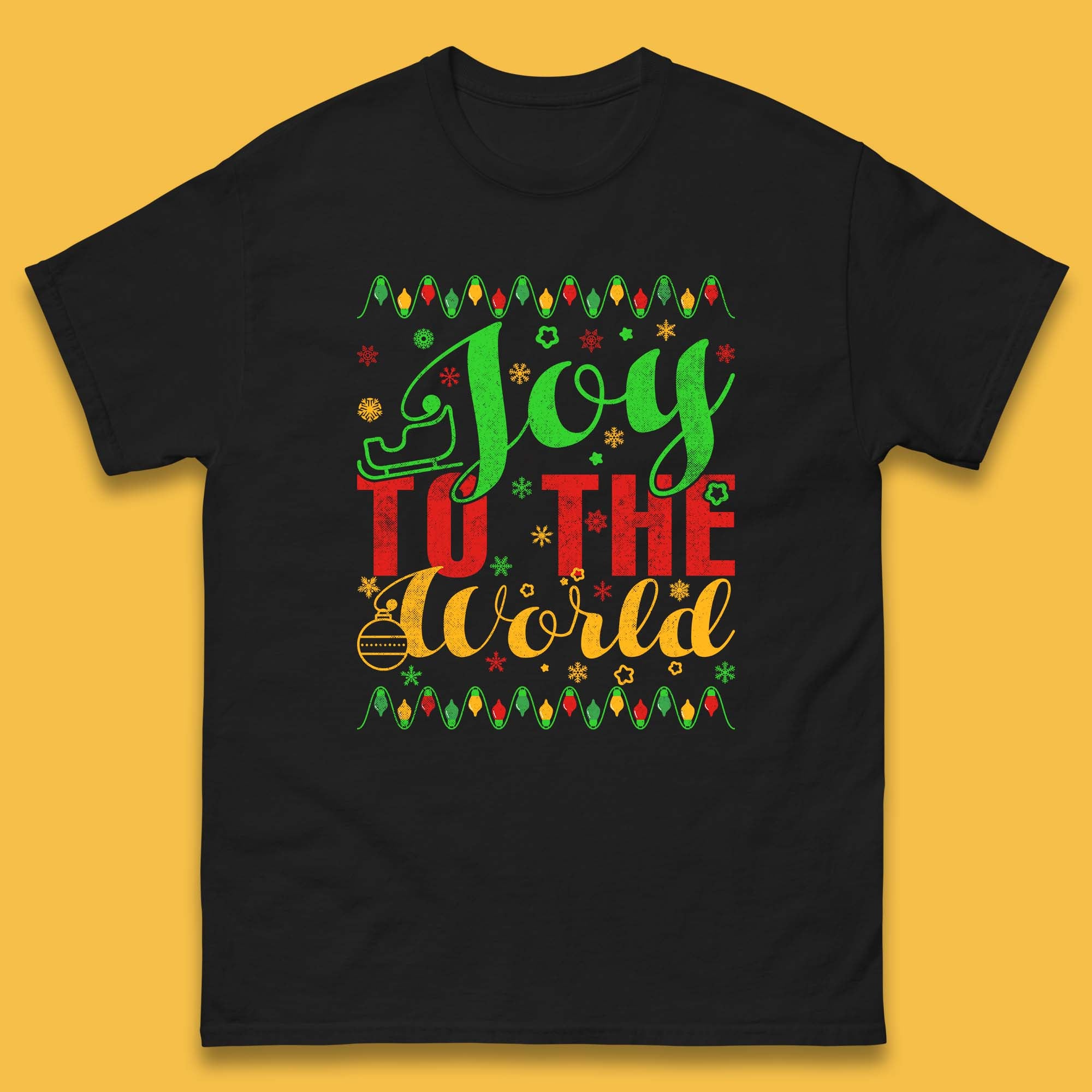 Merry Christmas Mens T Shirt Womens Tops Tees Joy To The World Christmas Top L
