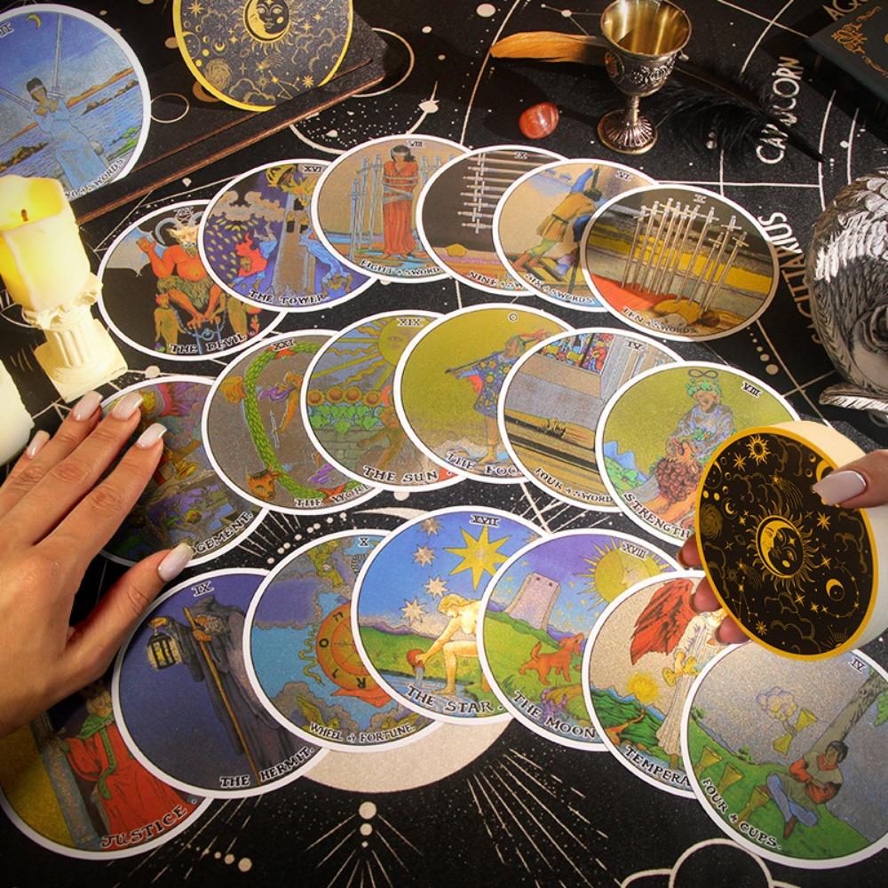 PVC Classic Learning of Plastic Circular Card Deck Tarot Games 10x10 Cm Waterproof 78 Pcs Cards