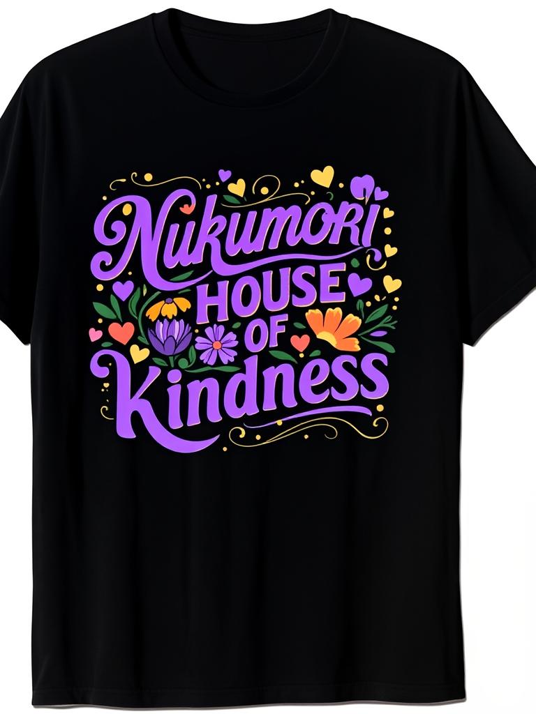 Unisex T-shirt NUKUMORI House of Kindness Men'S Vintage Graphic T-Shirt 180g Heavyweight Retro Floral Geometric Des