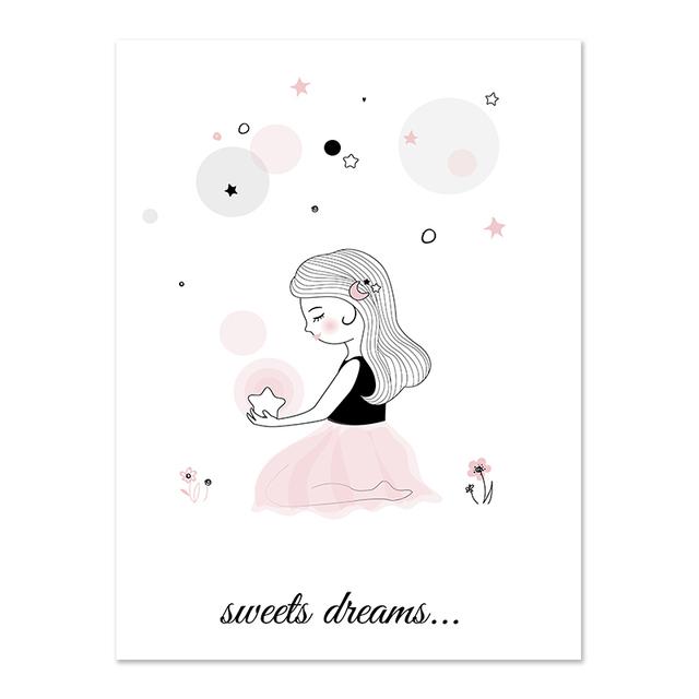 

Розовый декор для комнаты для маленьких девочек, скандинавский детский постер для детей, настенное искусство для детской комнаты, мультяшный воздушный змей, фотографии, постеры, принты, холст, живопись 21cm×30cm NoFrame